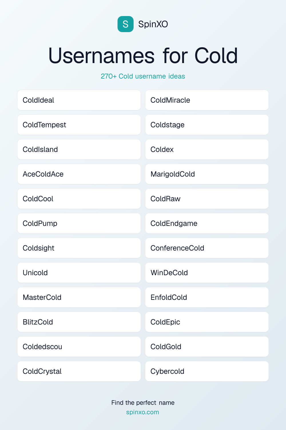 Cold Username Ideas - 270+ Aesthetic, Cute & Cool Names | SpinXO