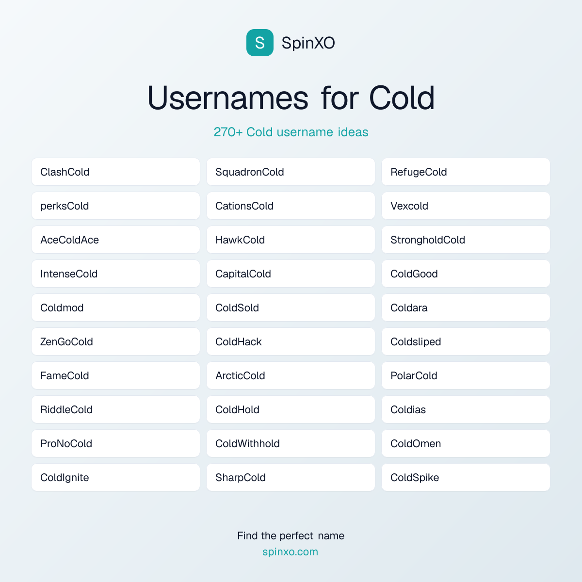 Cold Username Ideas - 270+ Aesthetic, Cute & Cool Names | SpinXO