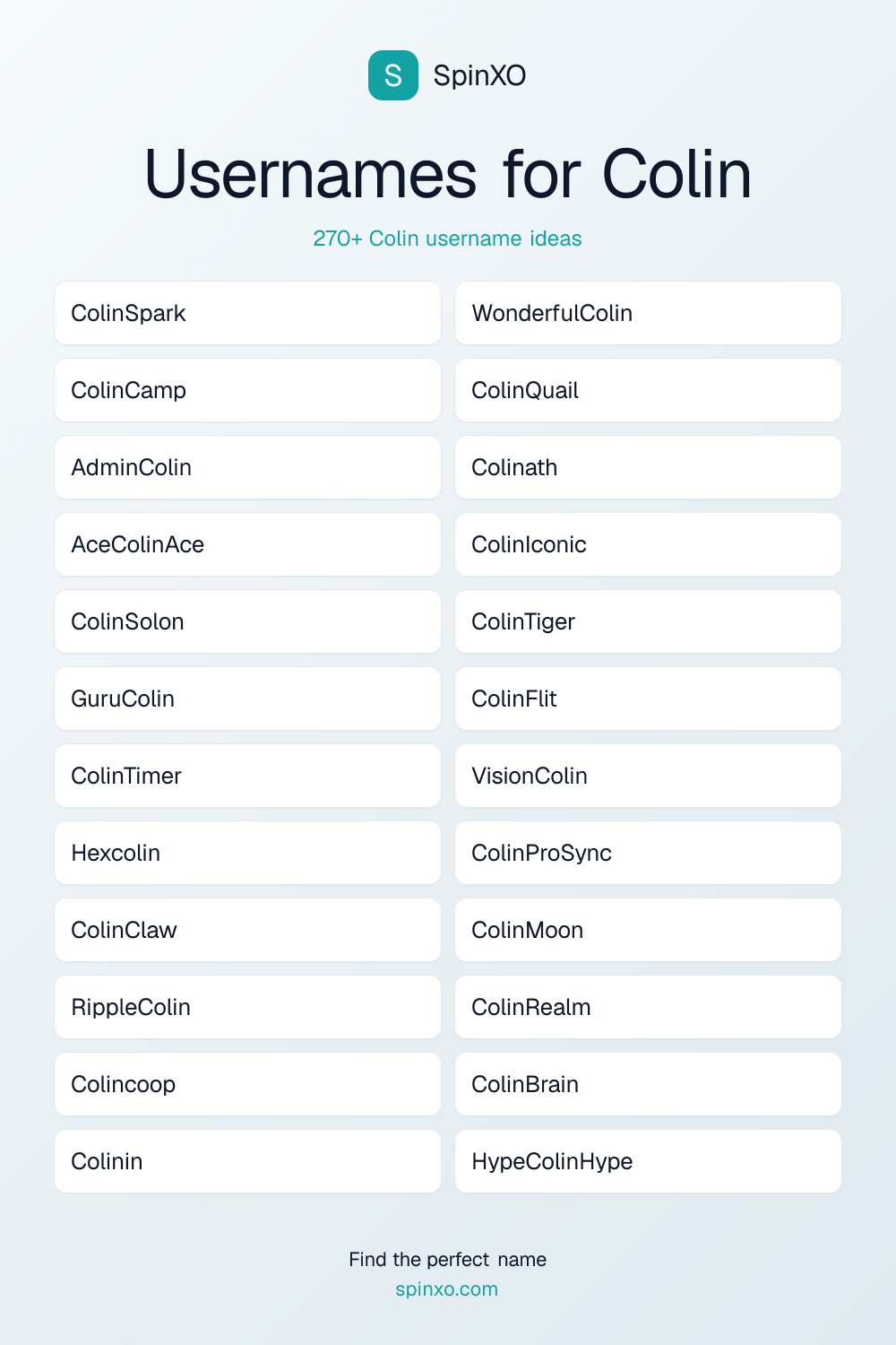 Usernames for Colin