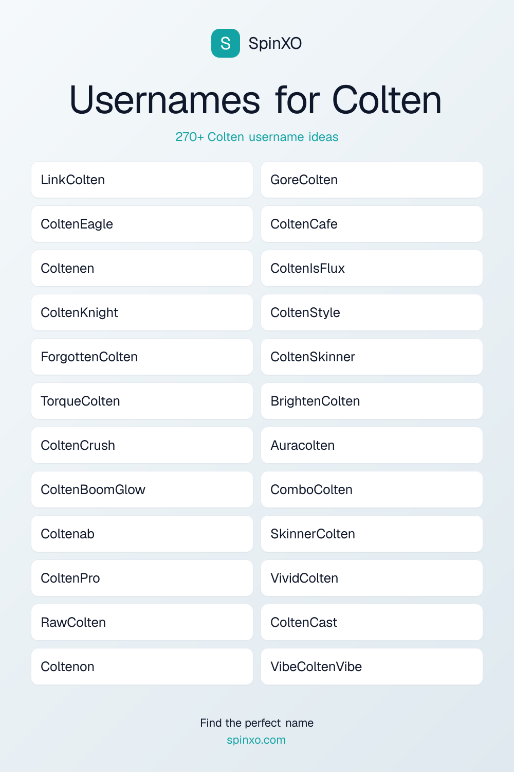 Usernames for Colten