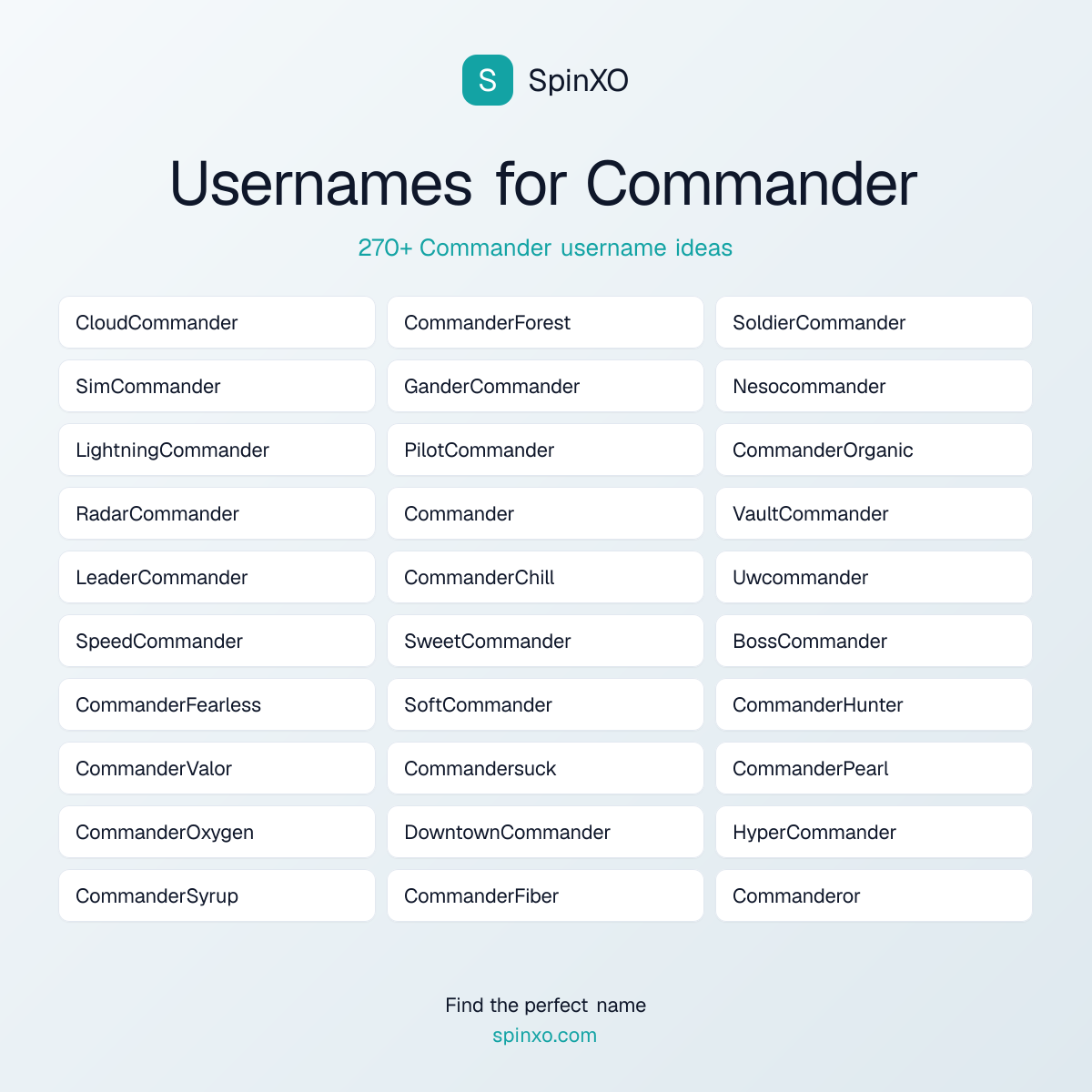 Commander Username Ideas - 300+ Aesthetic, Cute & Cool Names | SpinXO