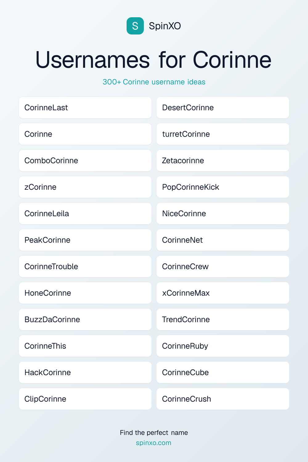 Usernames for Corinne