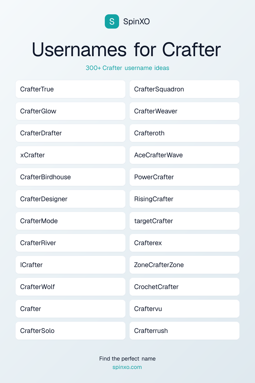 Usernames for Crafter