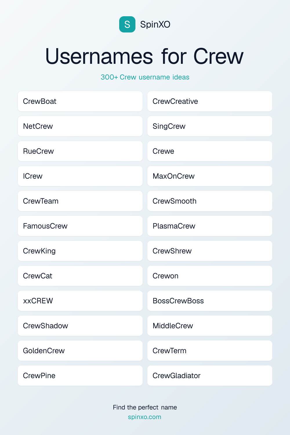 Usernames for Crew