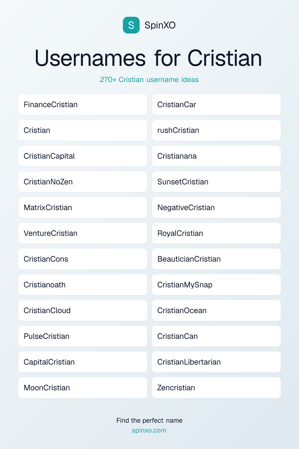 Usernames for Cristian