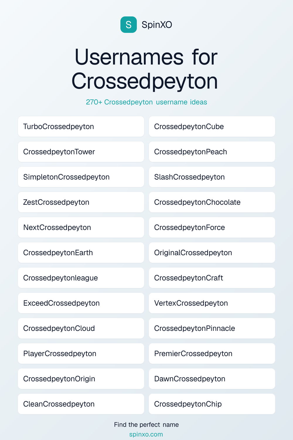 Crossedpeyton Username Ideas - 270+ Aesthetic, Cute & Cool Names | SpinXO