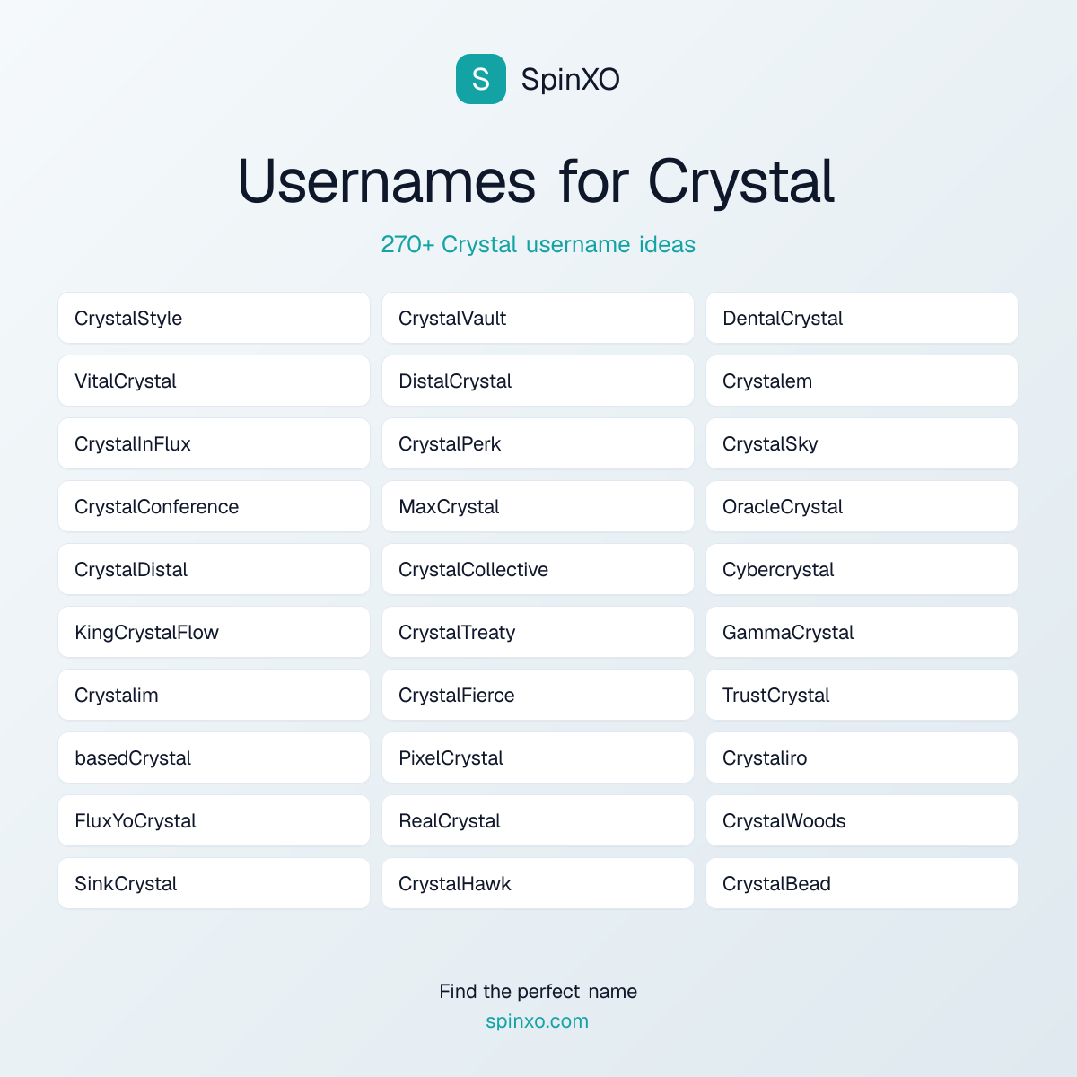 Crystal Username Ideas - 270+ Aesthetic, Cute & Cool Names | SpinXO