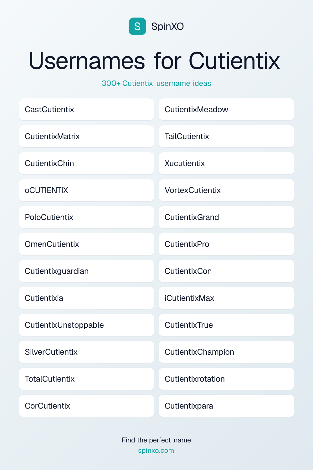 Usernames for Cutientix