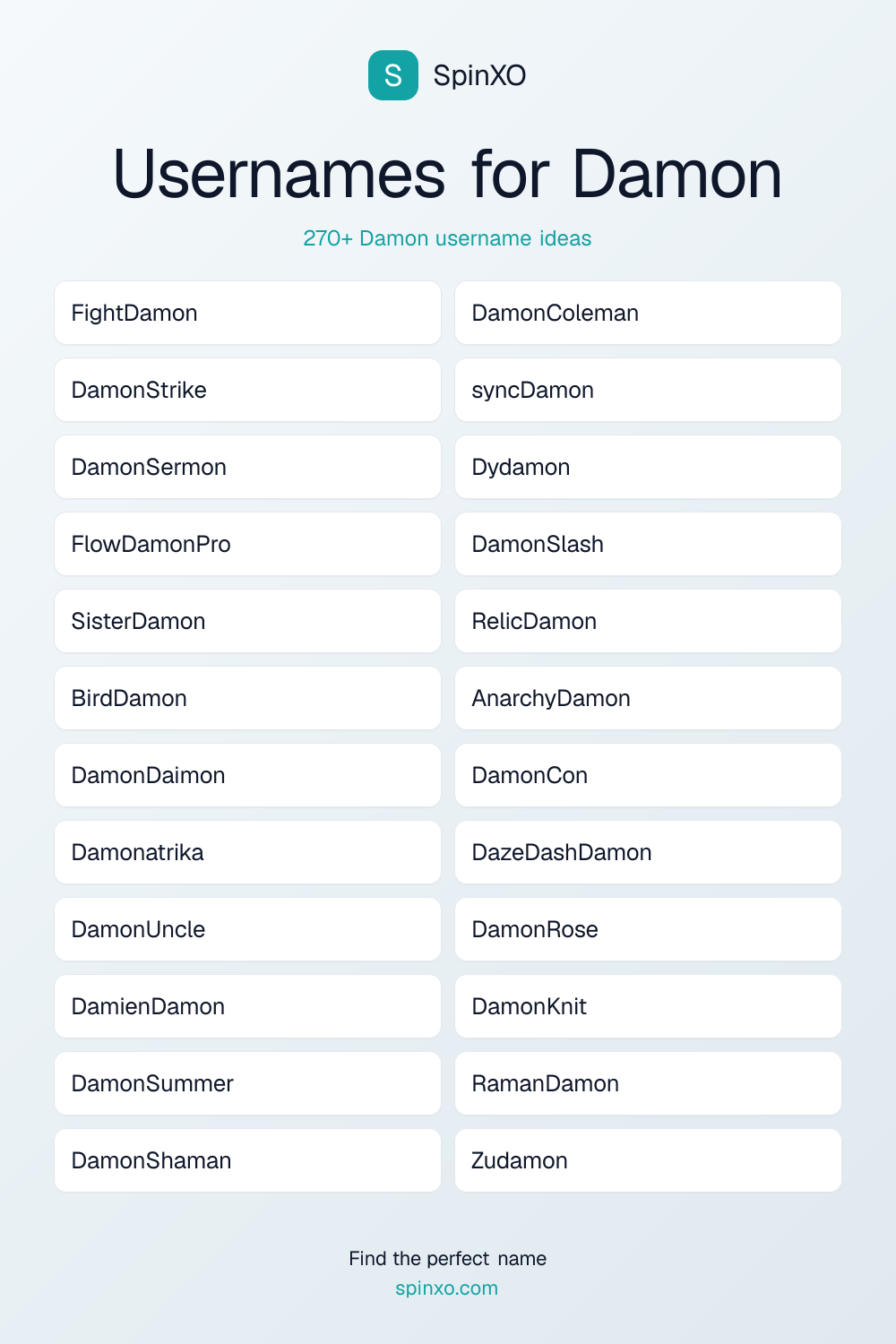 Usernames for Damon