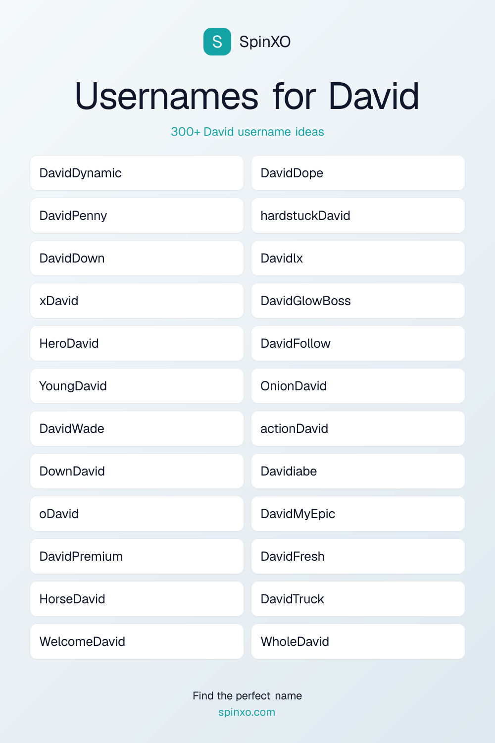 Usernames for David