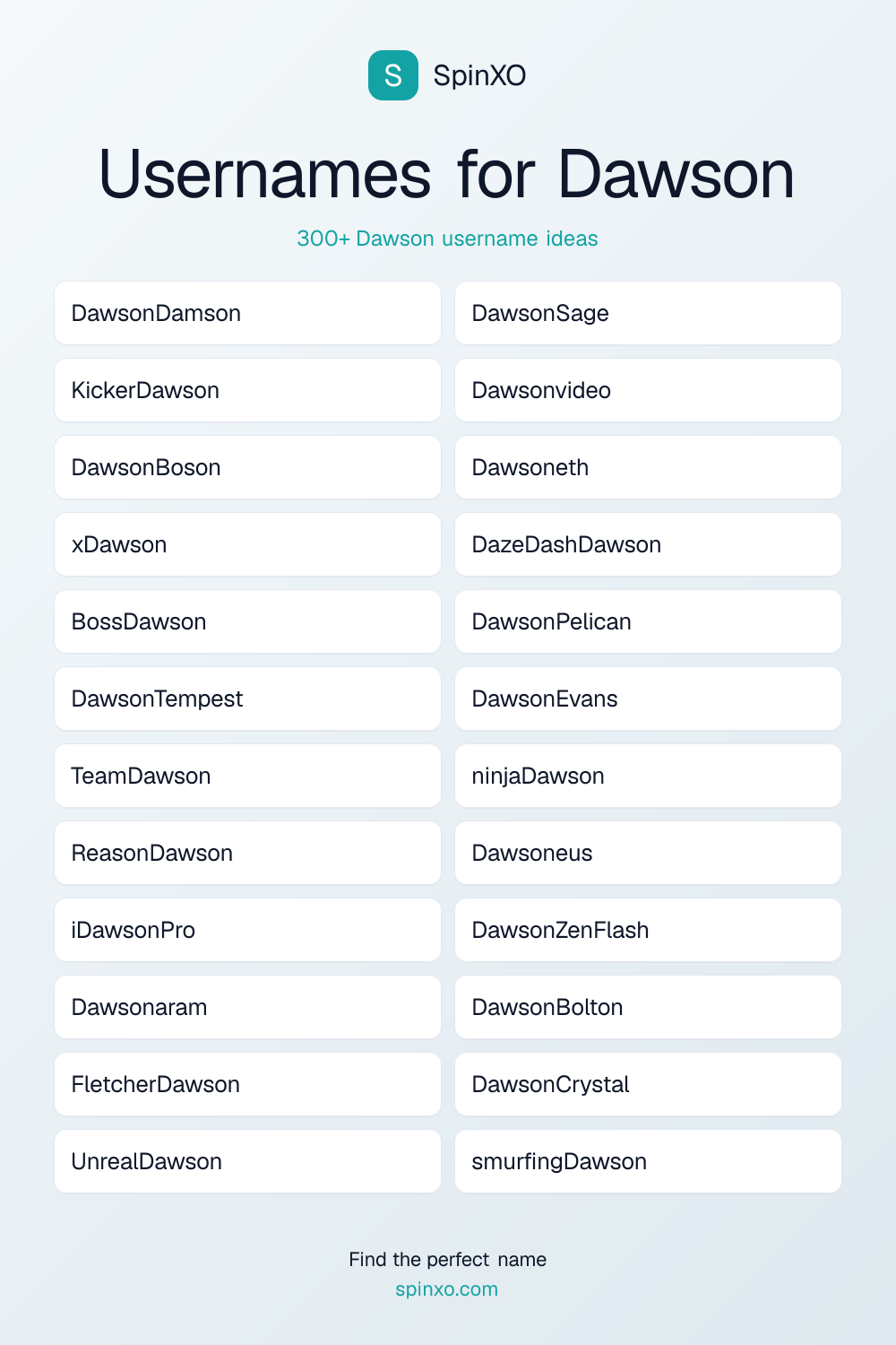 Usernames for Dawson