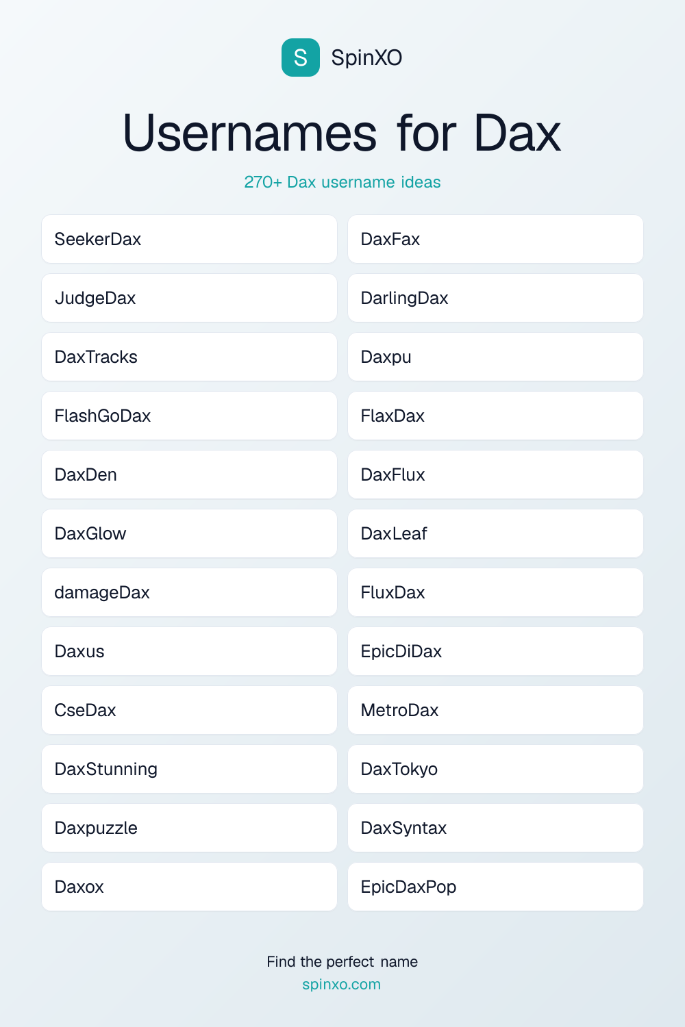 Usernames for Dax