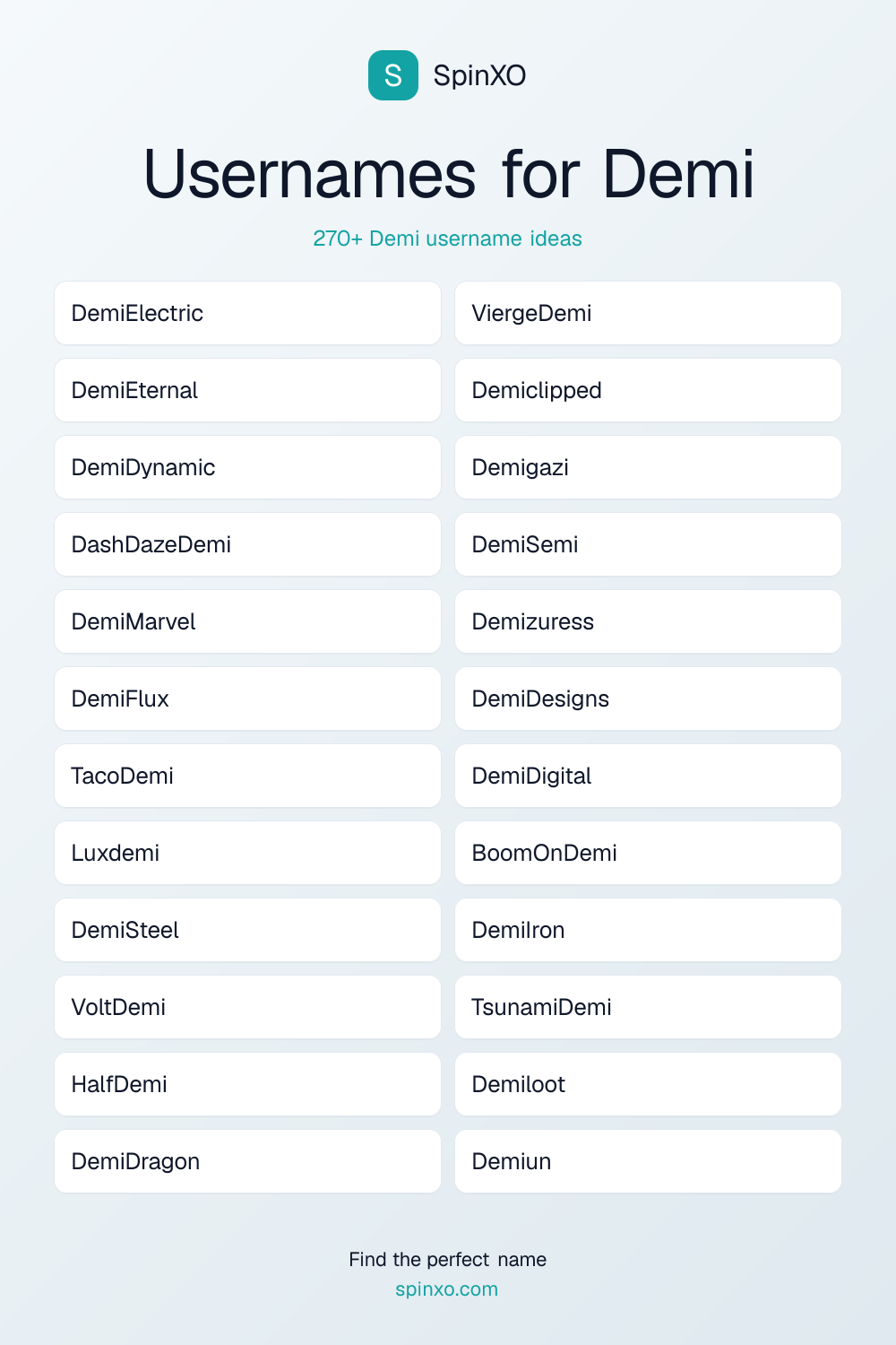 Usernames for Demi