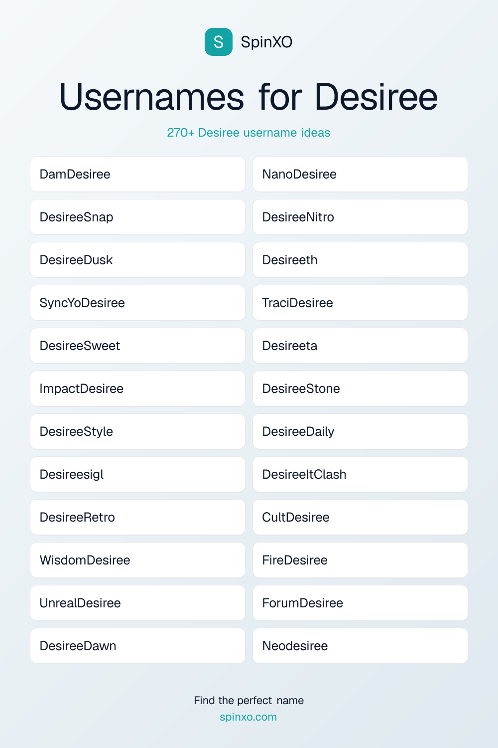 Usernames for Desiree