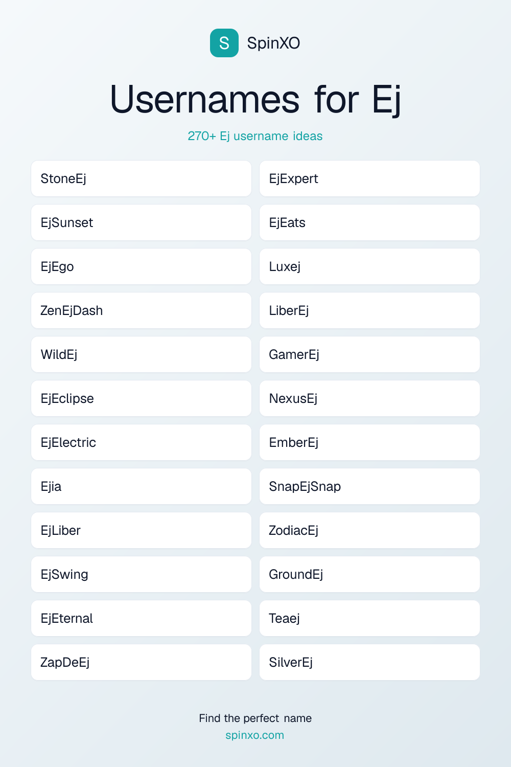 Usernames for Ej