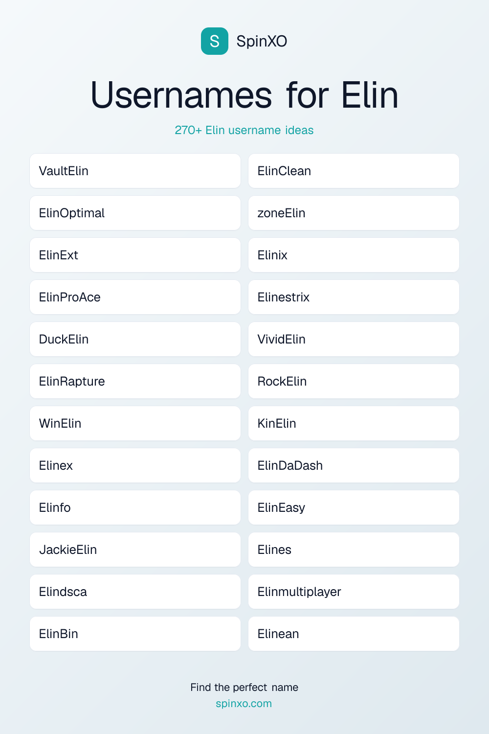 Usernames for Elin