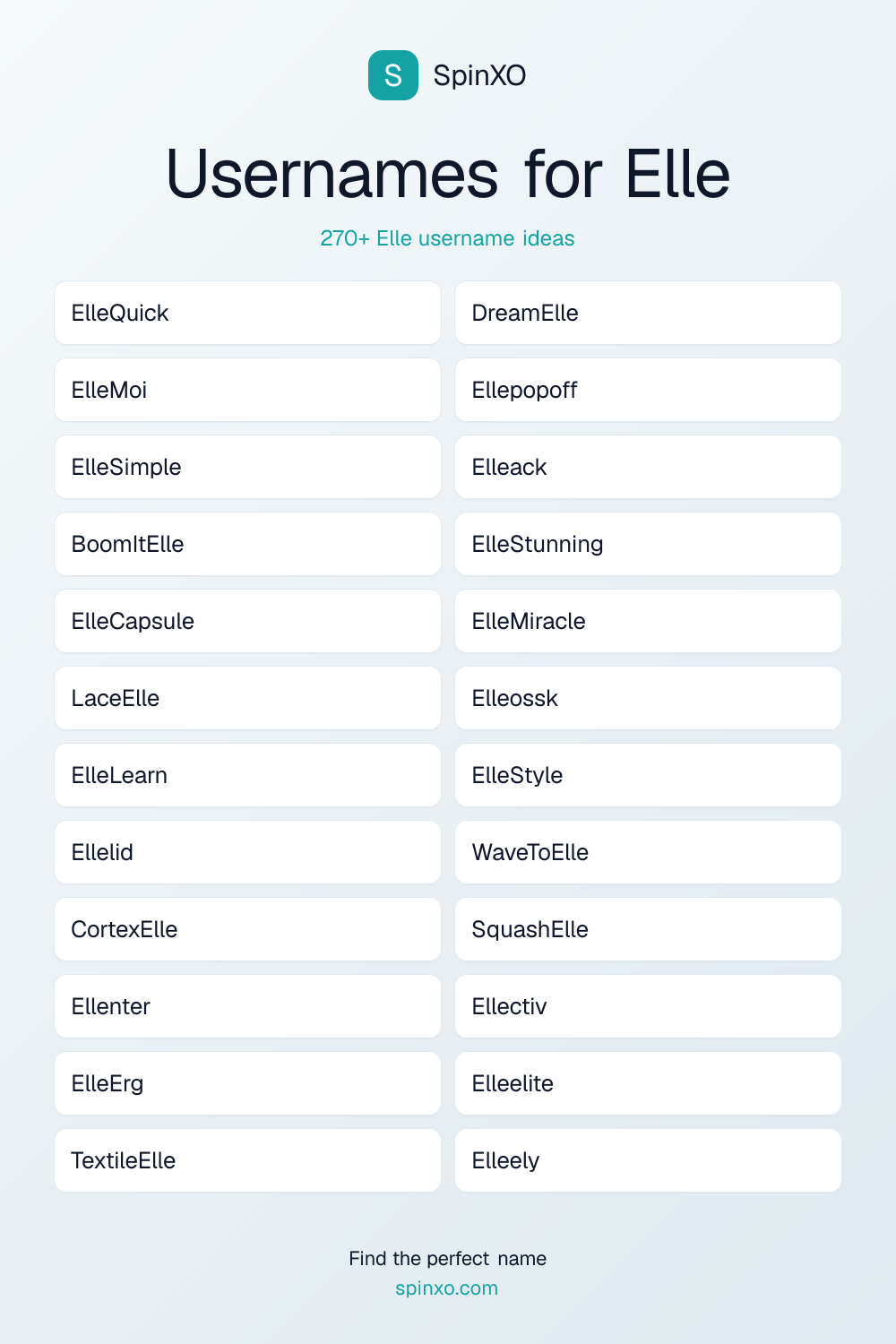 Usernames for Elle