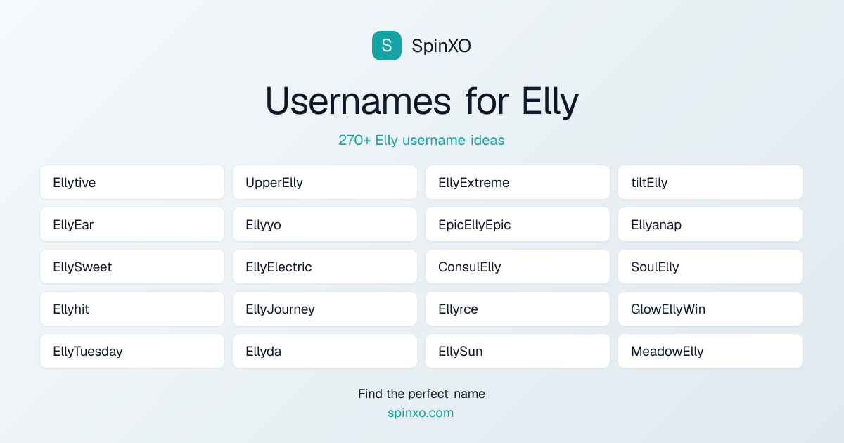 Elly Username Ideas - 270+ Aesthetic, Cute & Cool Names | SpinXO
