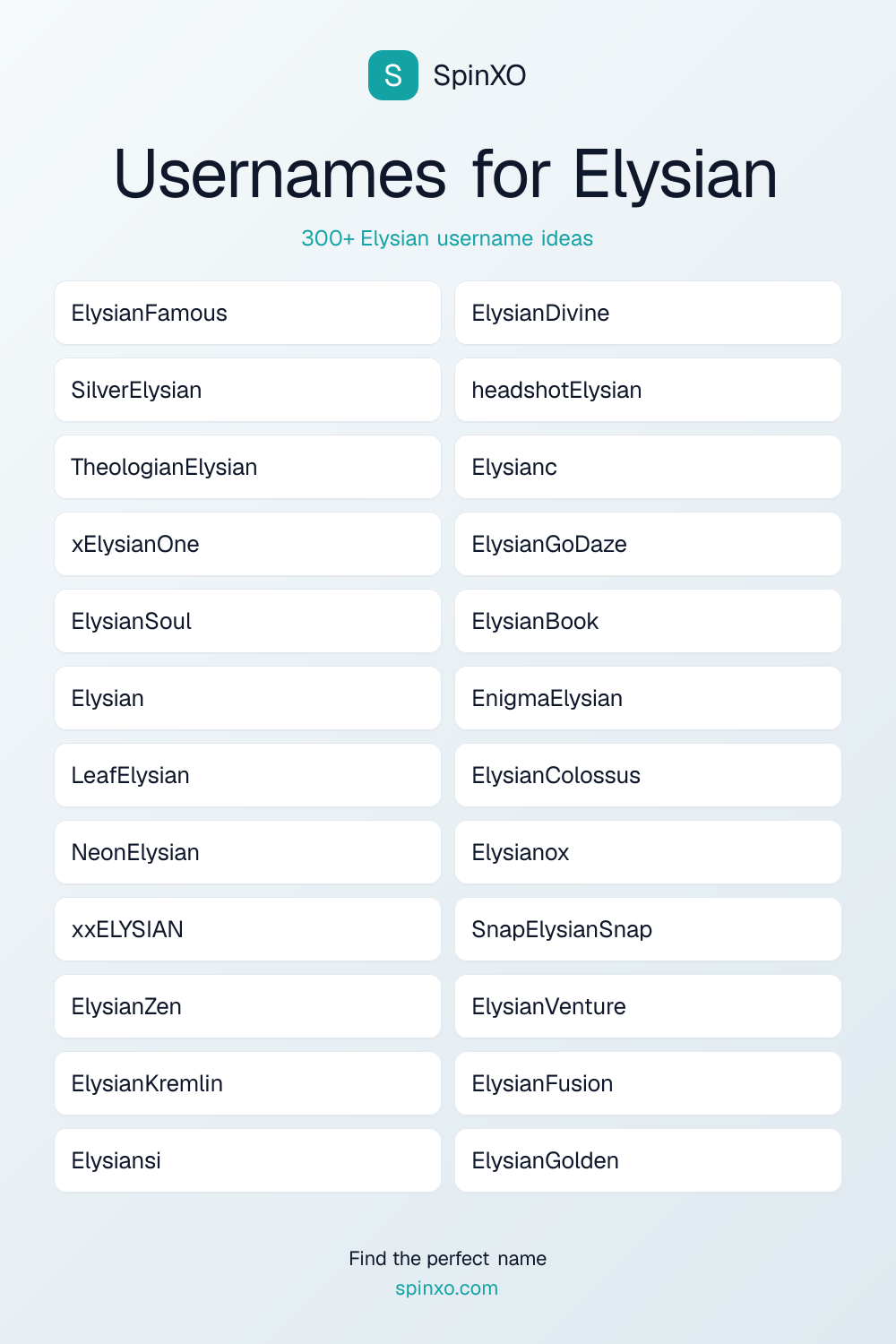 Usernames for Elysian