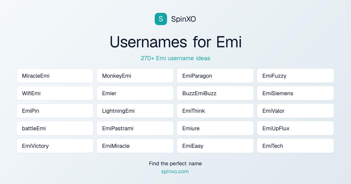 Emi Username Ideas - 270+ Aesthetic, Cute & Cool Names | SpinXO