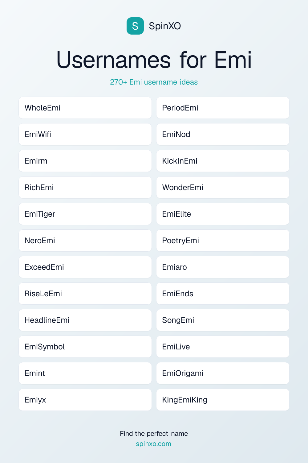 Usernames for Emi