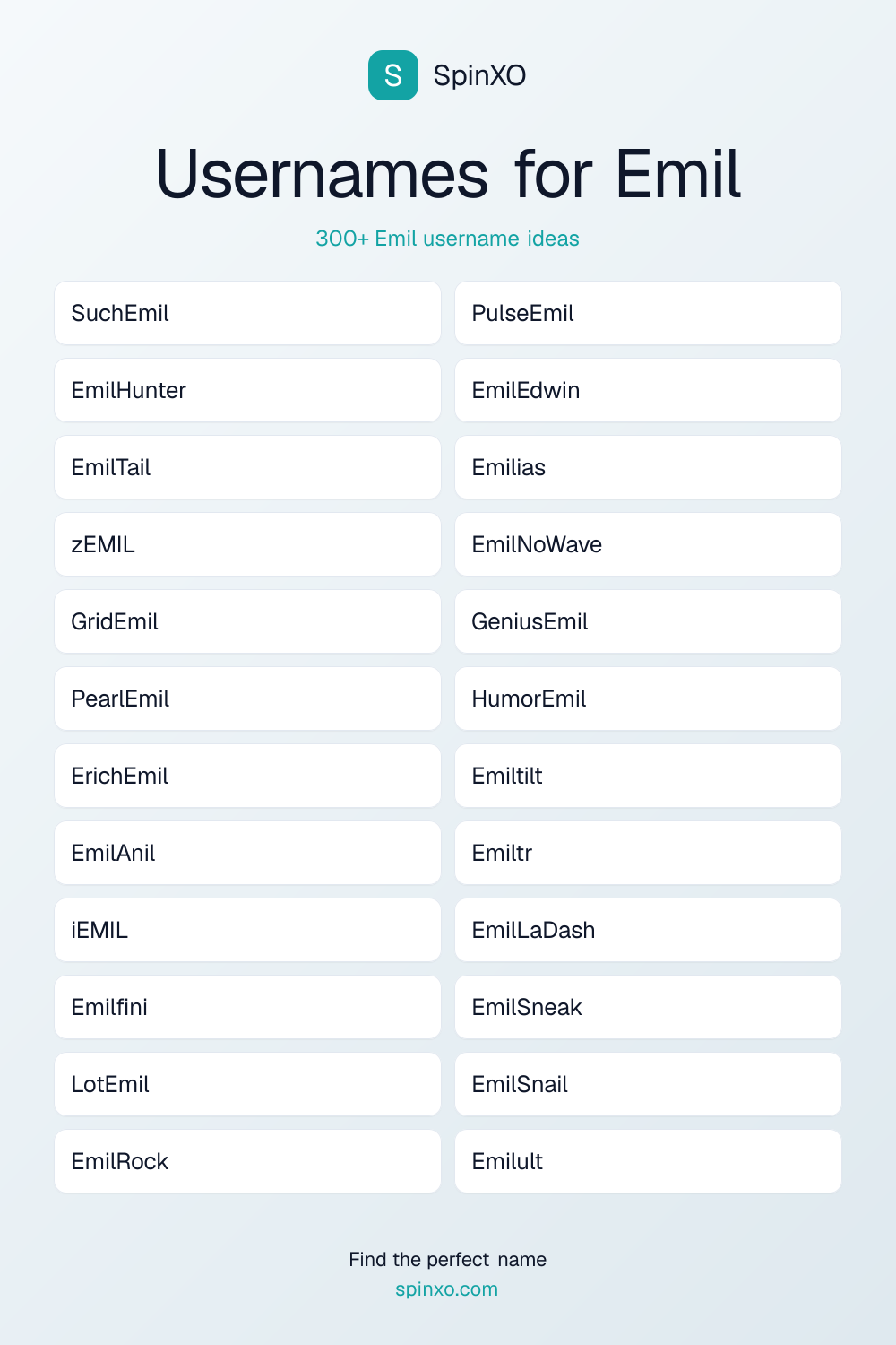 Usernames for Emil
