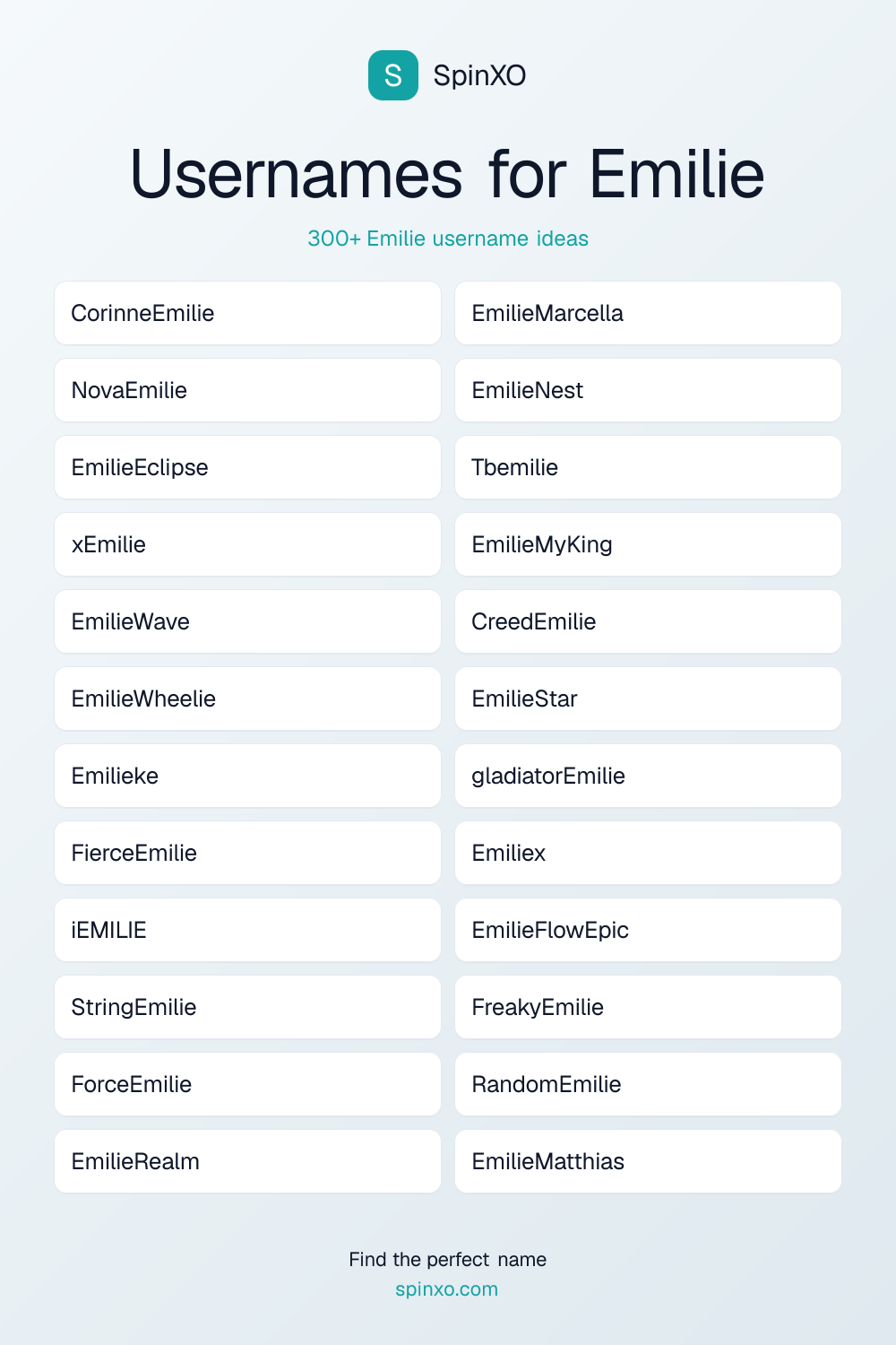 Usernames for Emilie