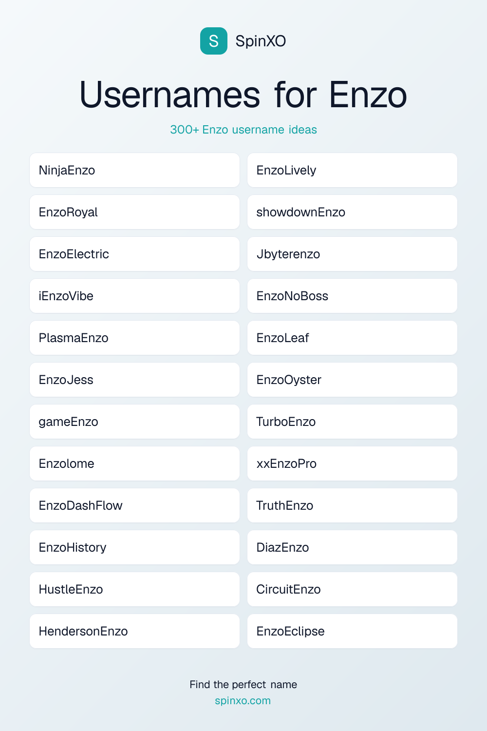Usernames for Enzo