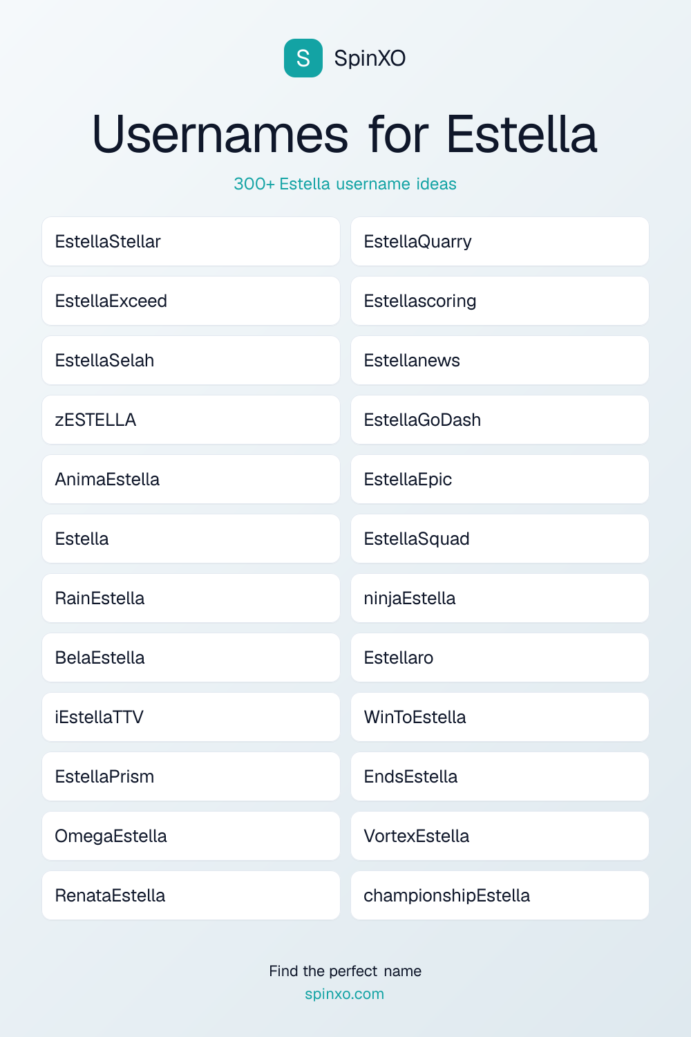 Usernames for Estella