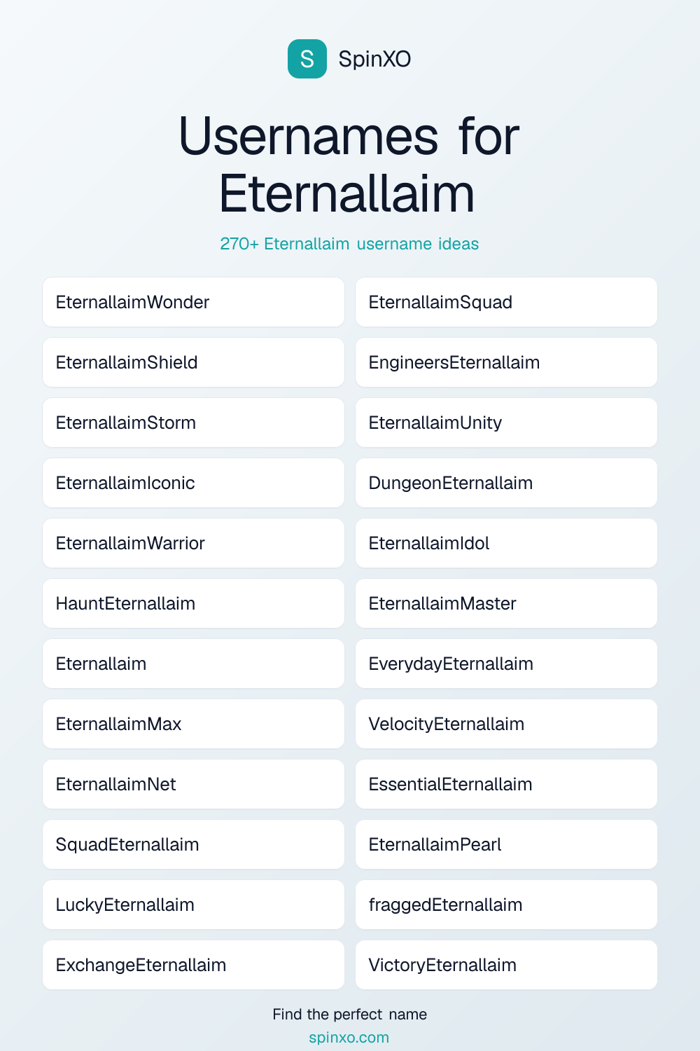 Eternallaim Username Ideas - 270+ Aesthetic, Cute & Cool Names | SpinXO