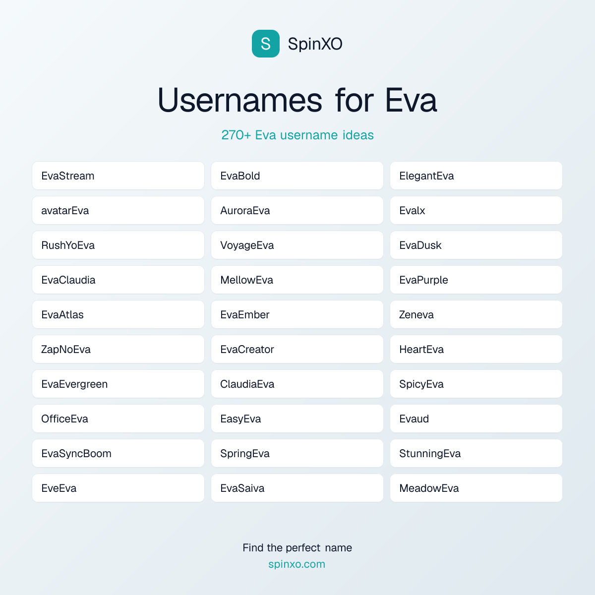 Eva Username Ideas - 270+ Aesthetic, Cute & Cool Names | SpinXO
