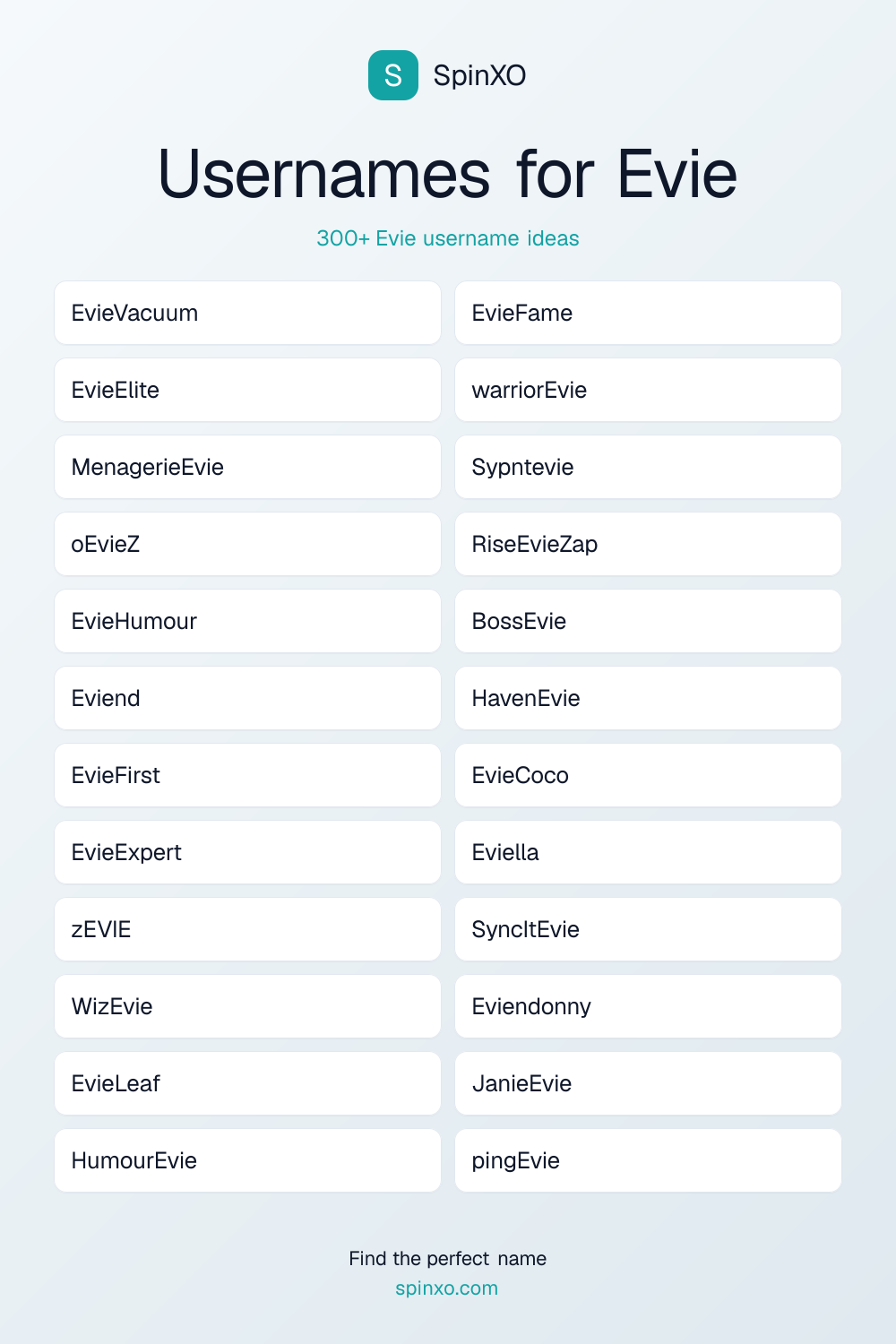 Usernames for Evie