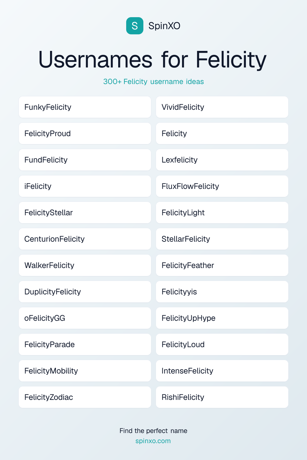 Usernames for Felicity