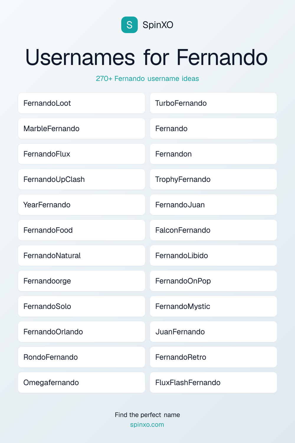 Usernames for Fernando