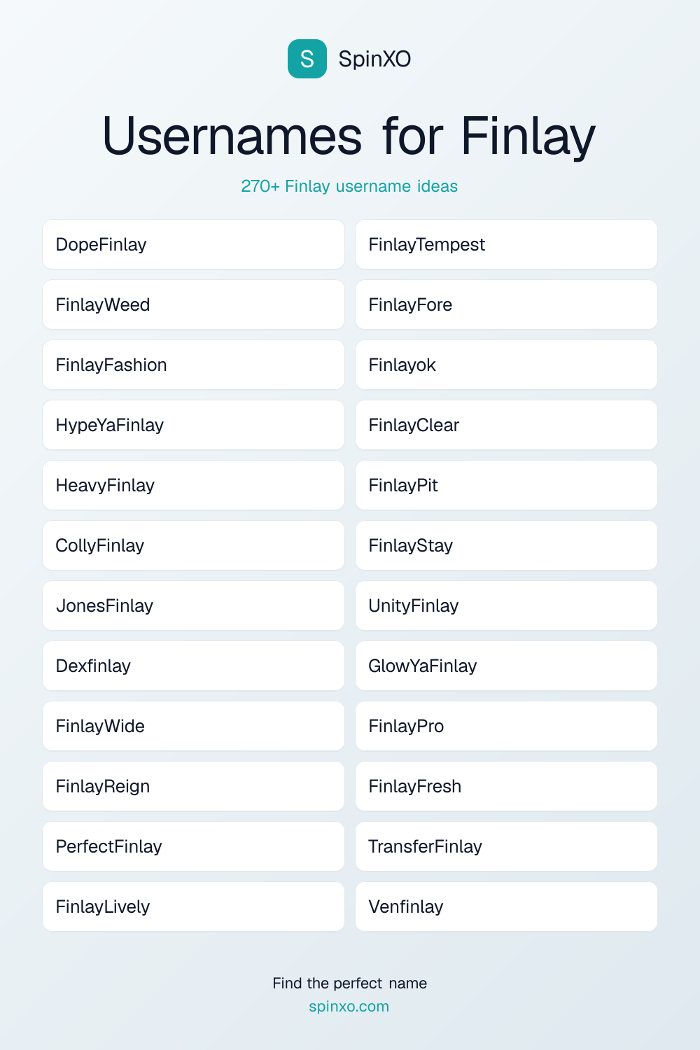 Usernames for Finlay