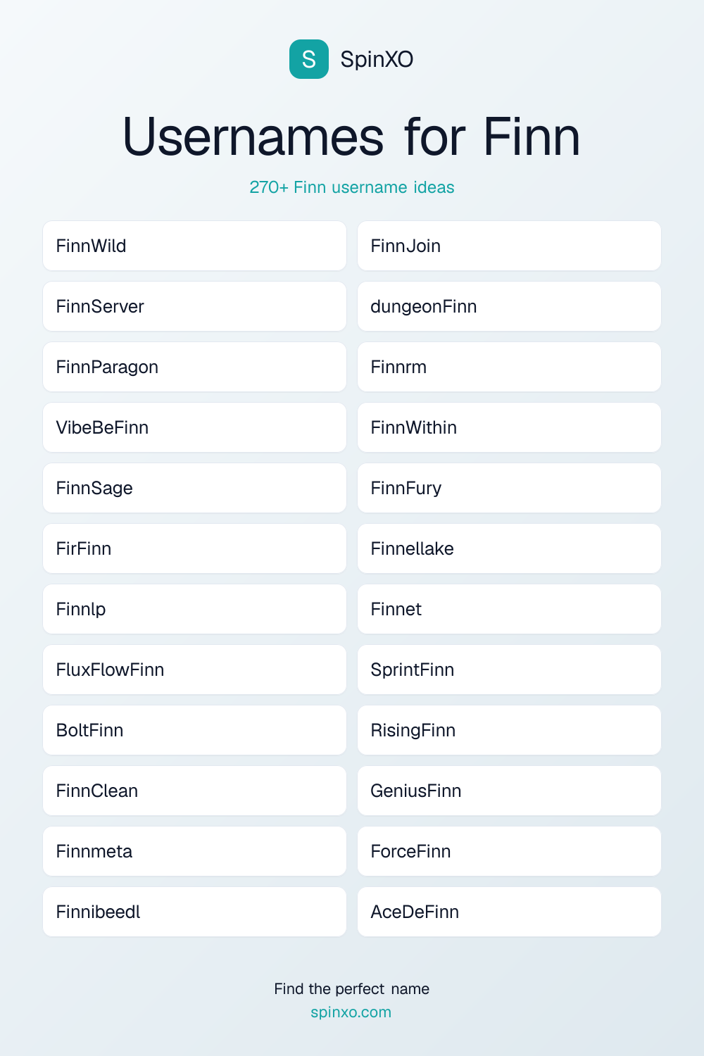 Usernames for Finn