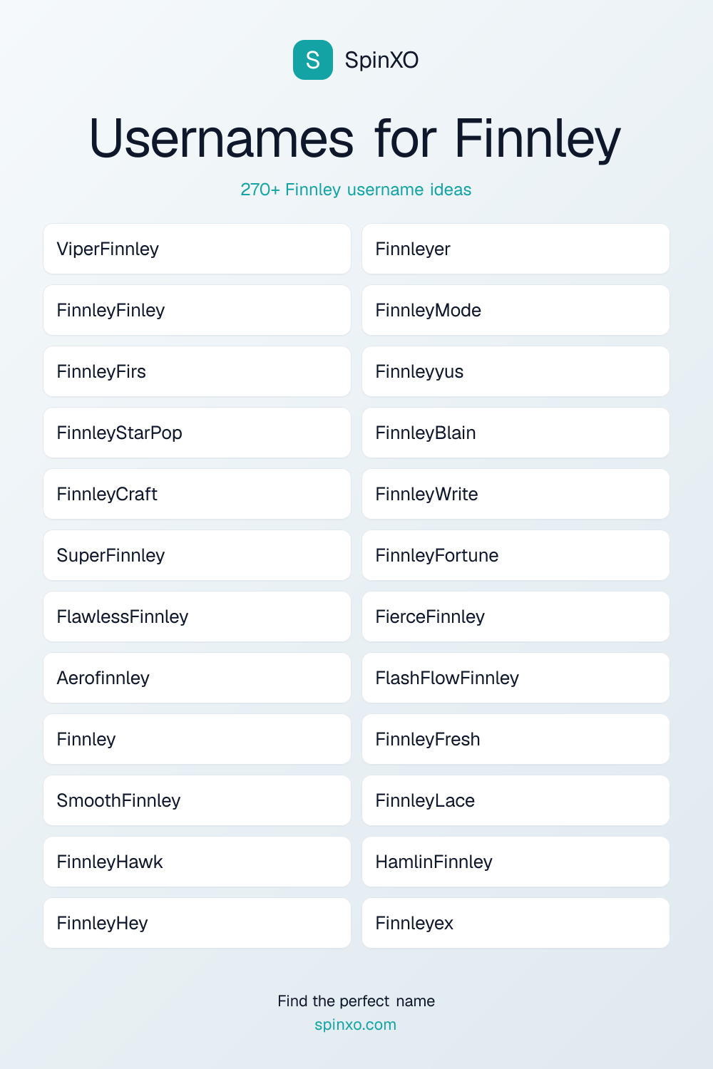 Usernames for Finnley