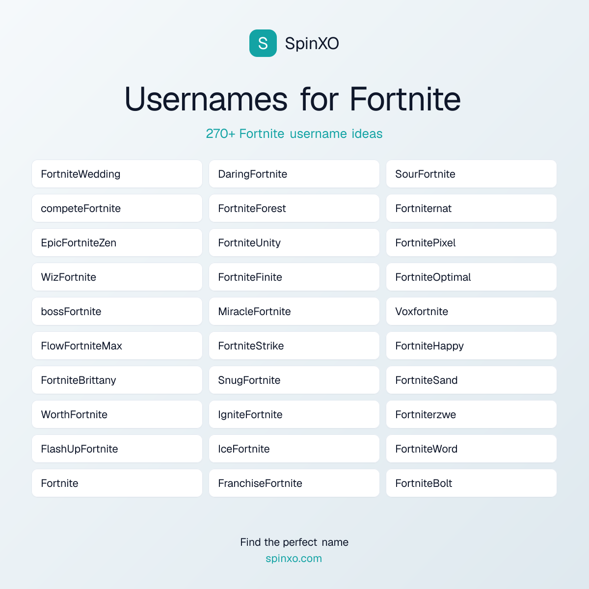 Fortnite Username Ideas - 270+ Aesthetic, Cute & Cool Names | SpinXO