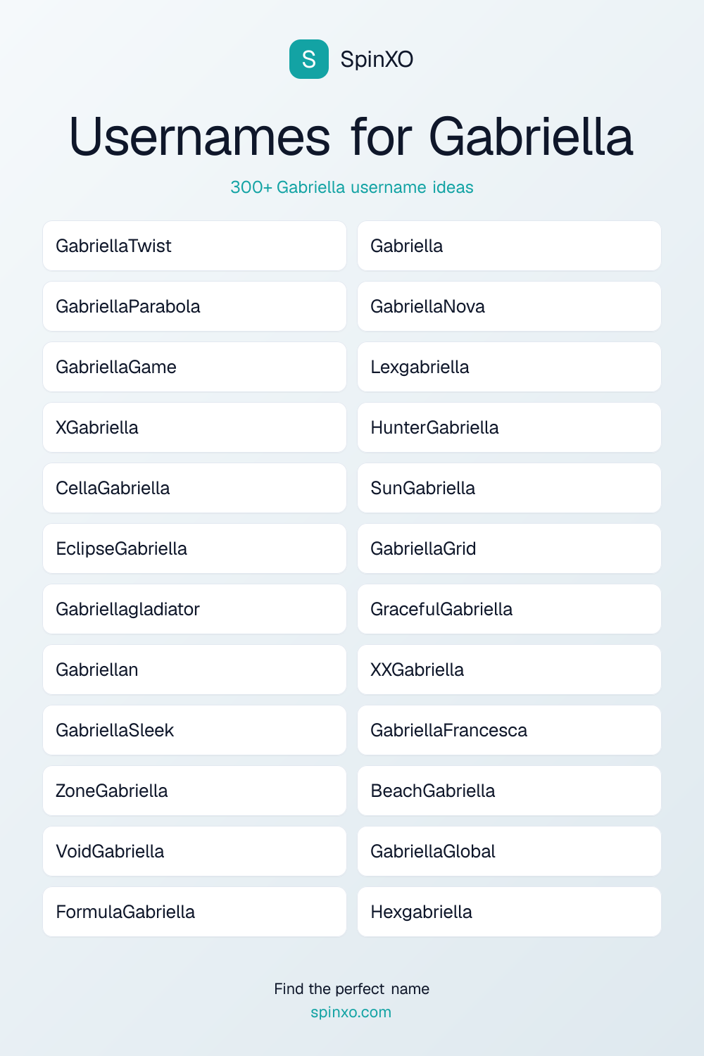 Usernames for Gabriella