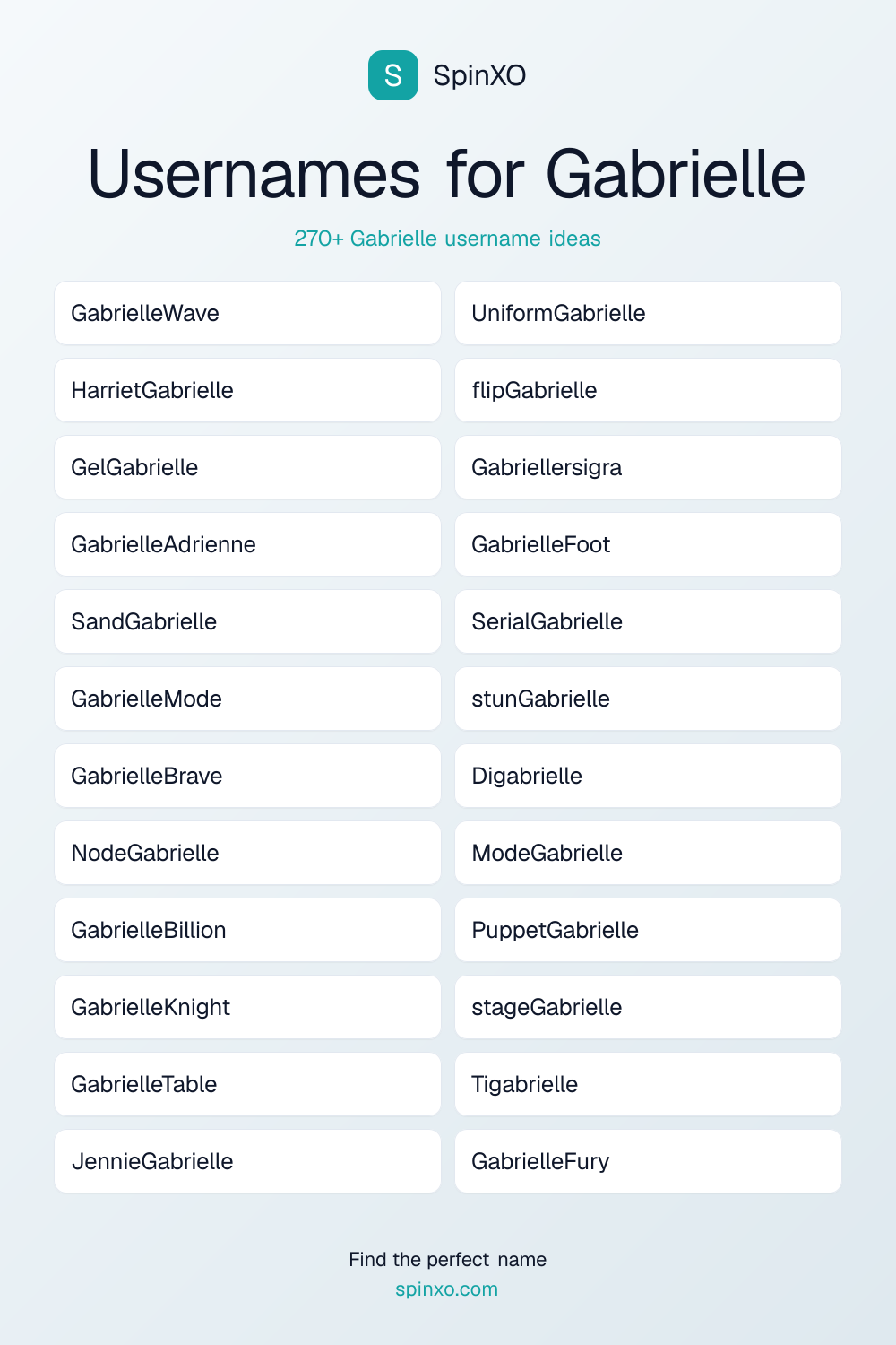 Usernames for Gabrielle