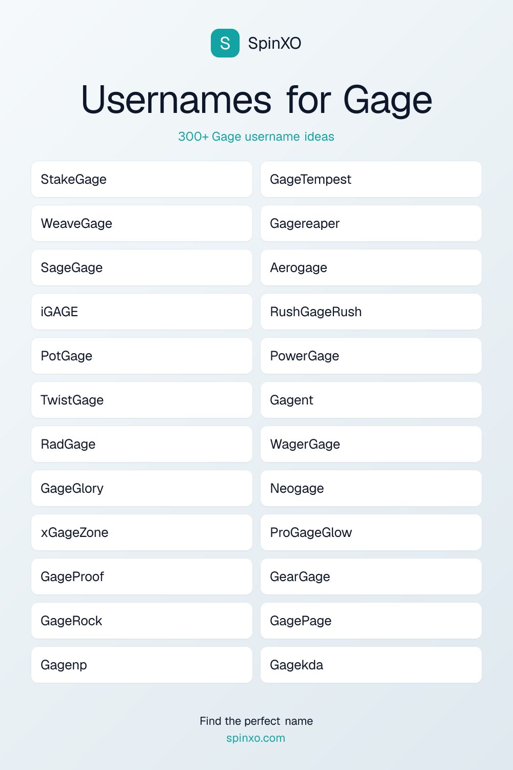 Usernames for Gage