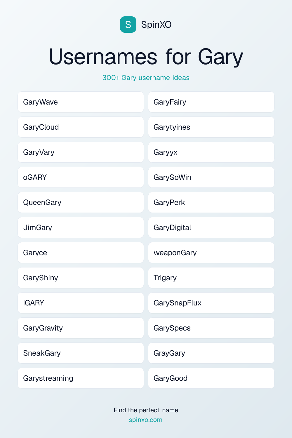 Usernames for Gary