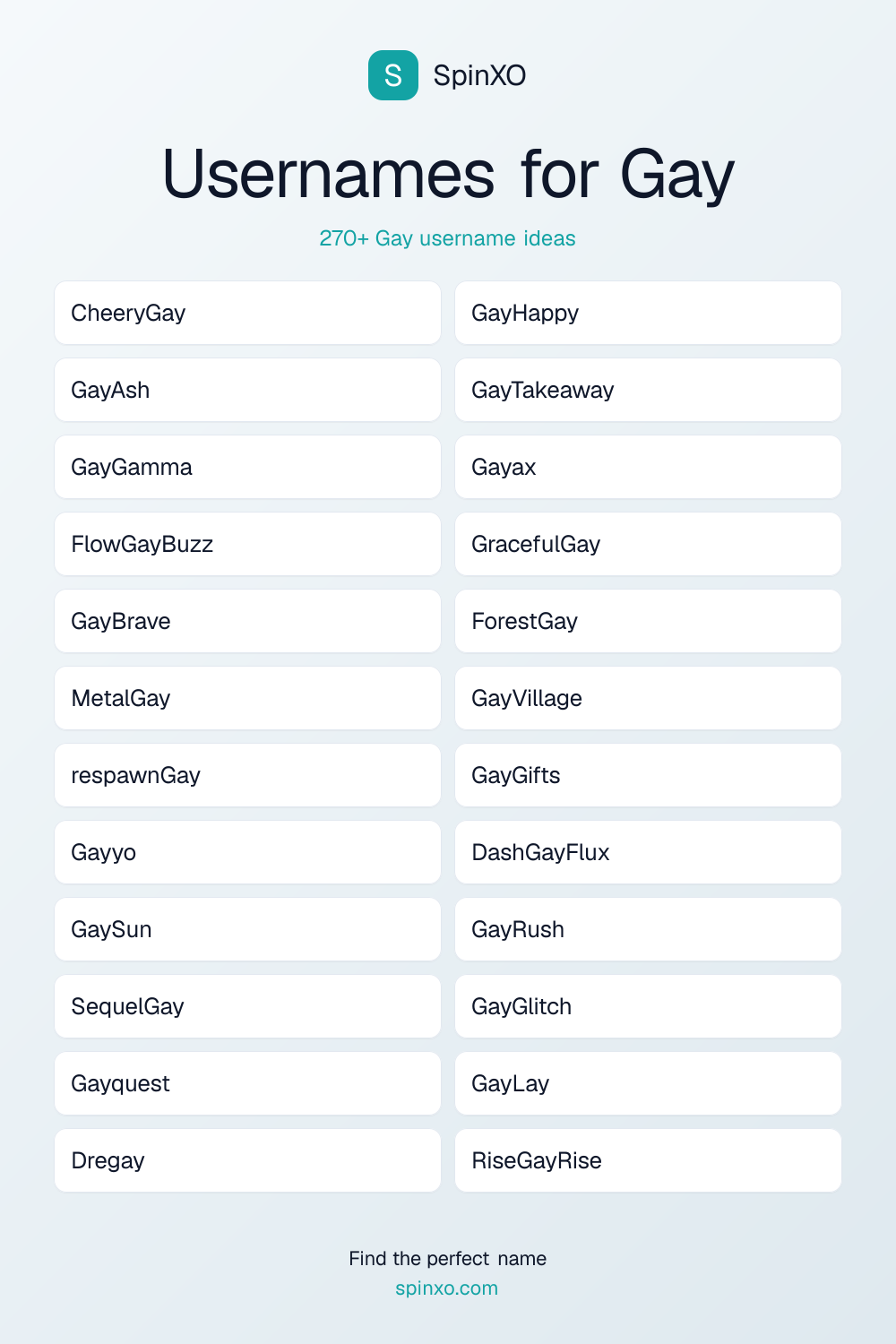 Usernames for Gay