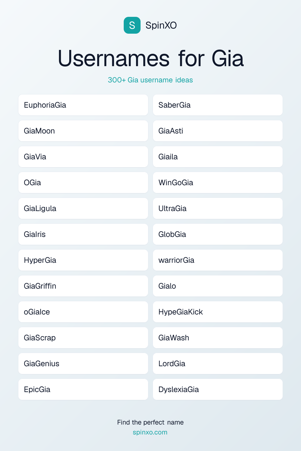 Usernames for Gia