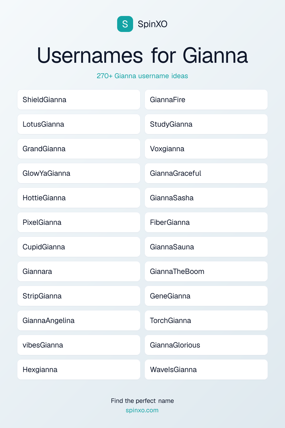 Usernames for Gianna