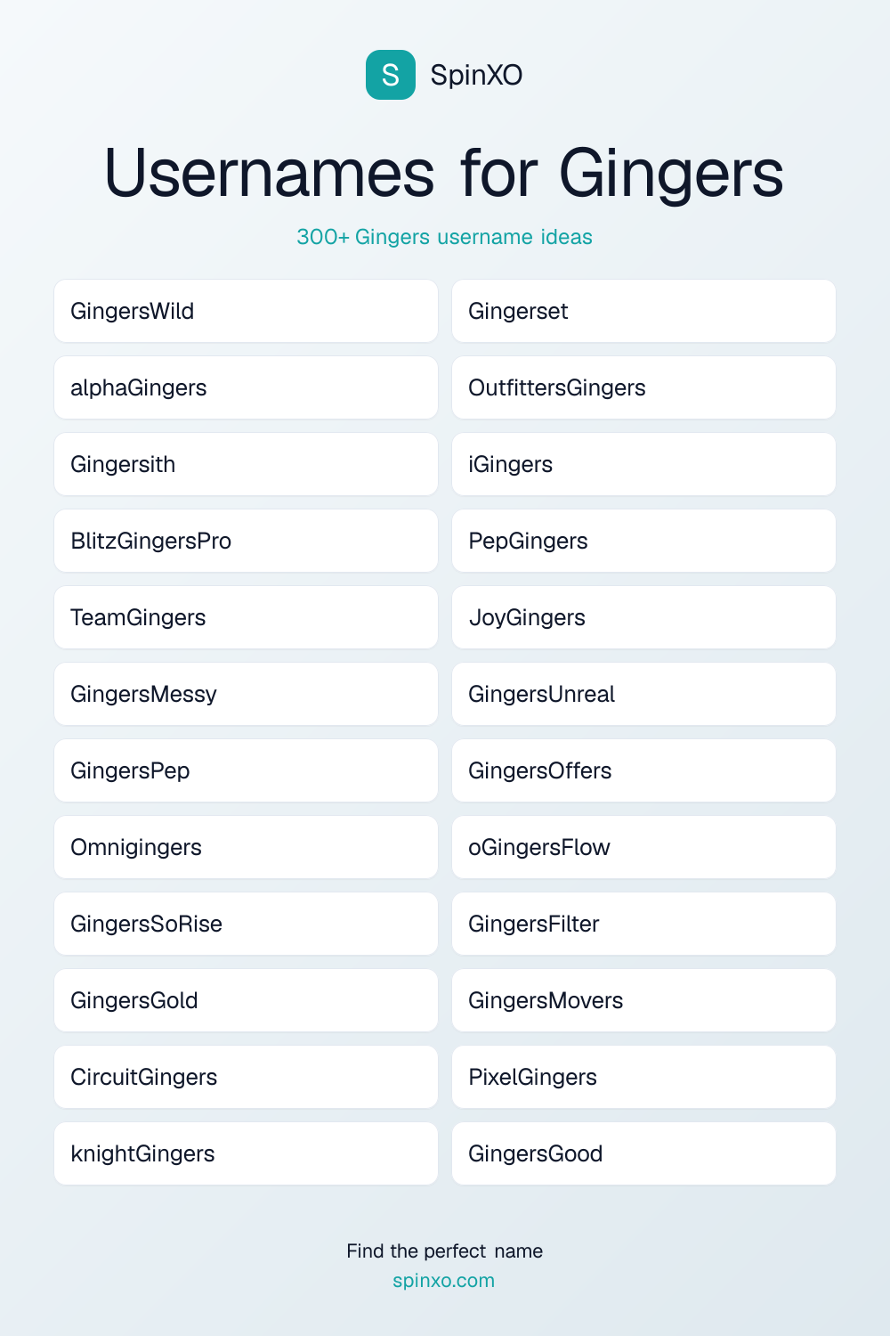 Usernames for Gingers