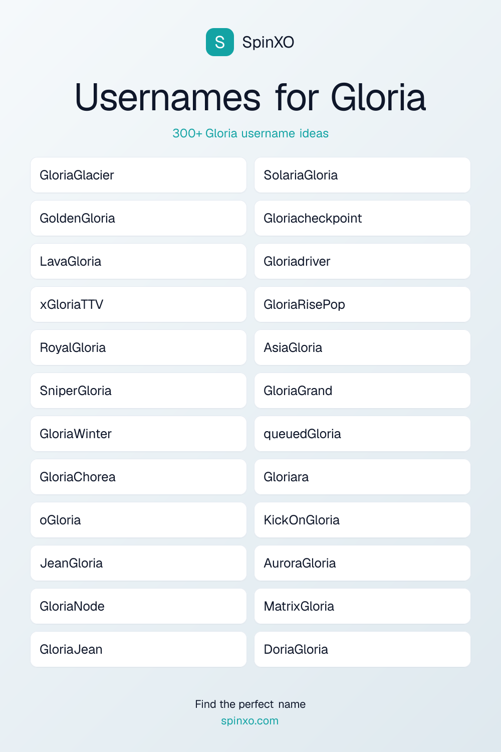 Usernames for Gloria