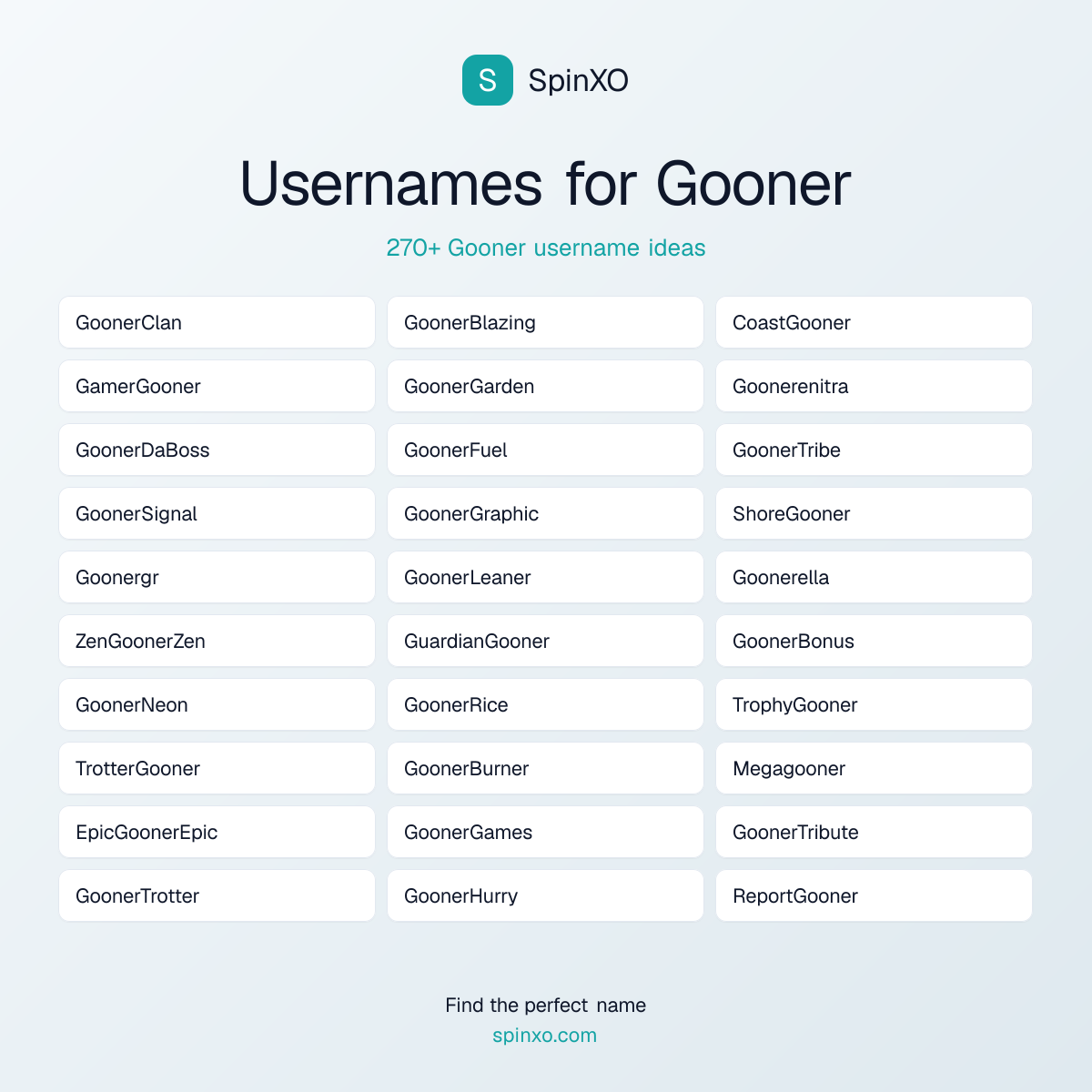 Gooner Username Ideas - 270+ Aesthetic, Cute & Cool Names | SpinXO