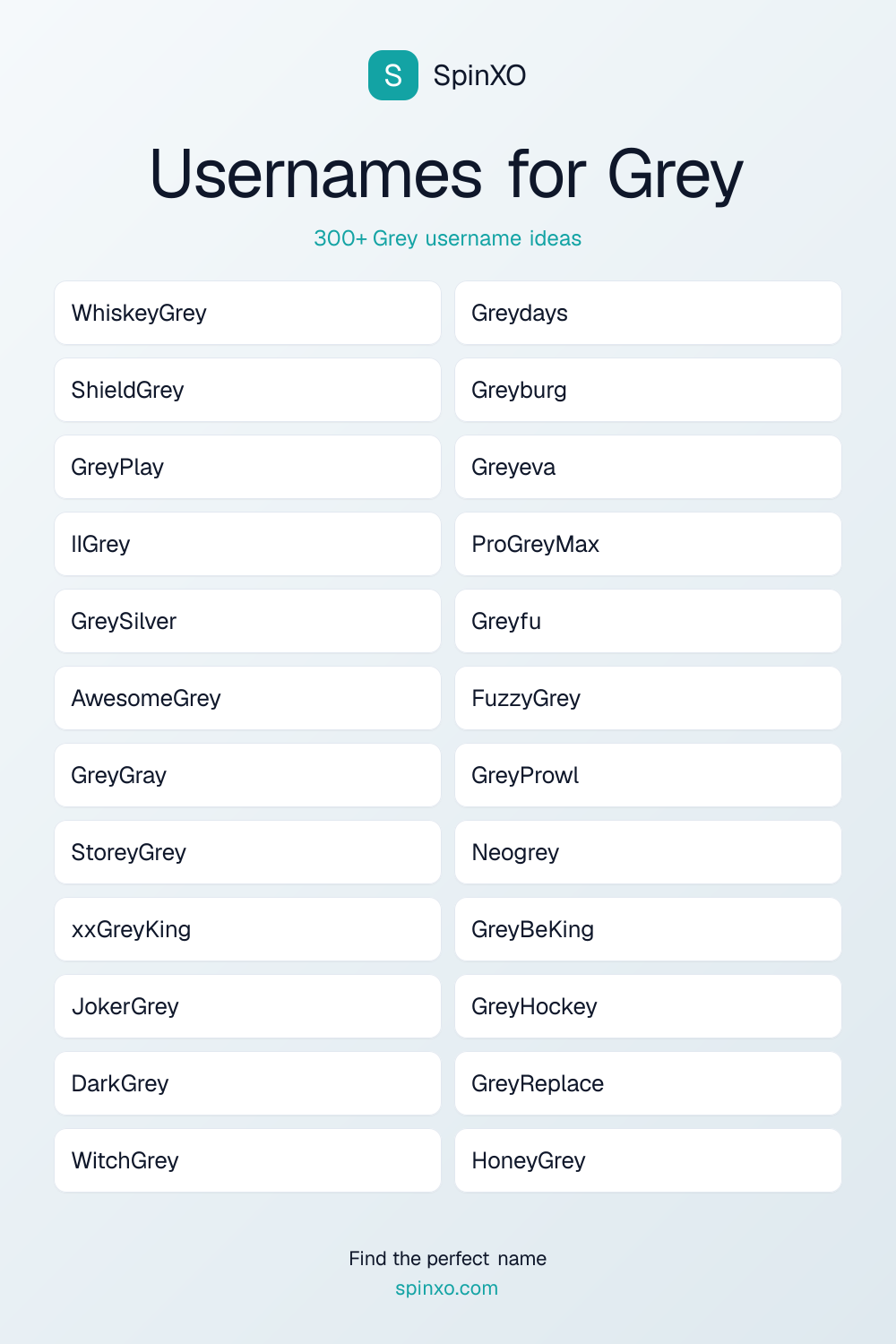 Usernames for Grey