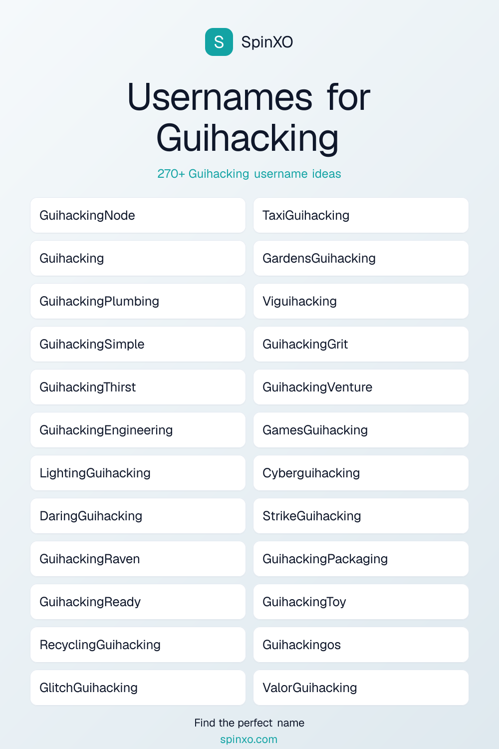 Guihacking Username Ideas - 300+ Aesthetic, Cute & Cool Names | SpinXO